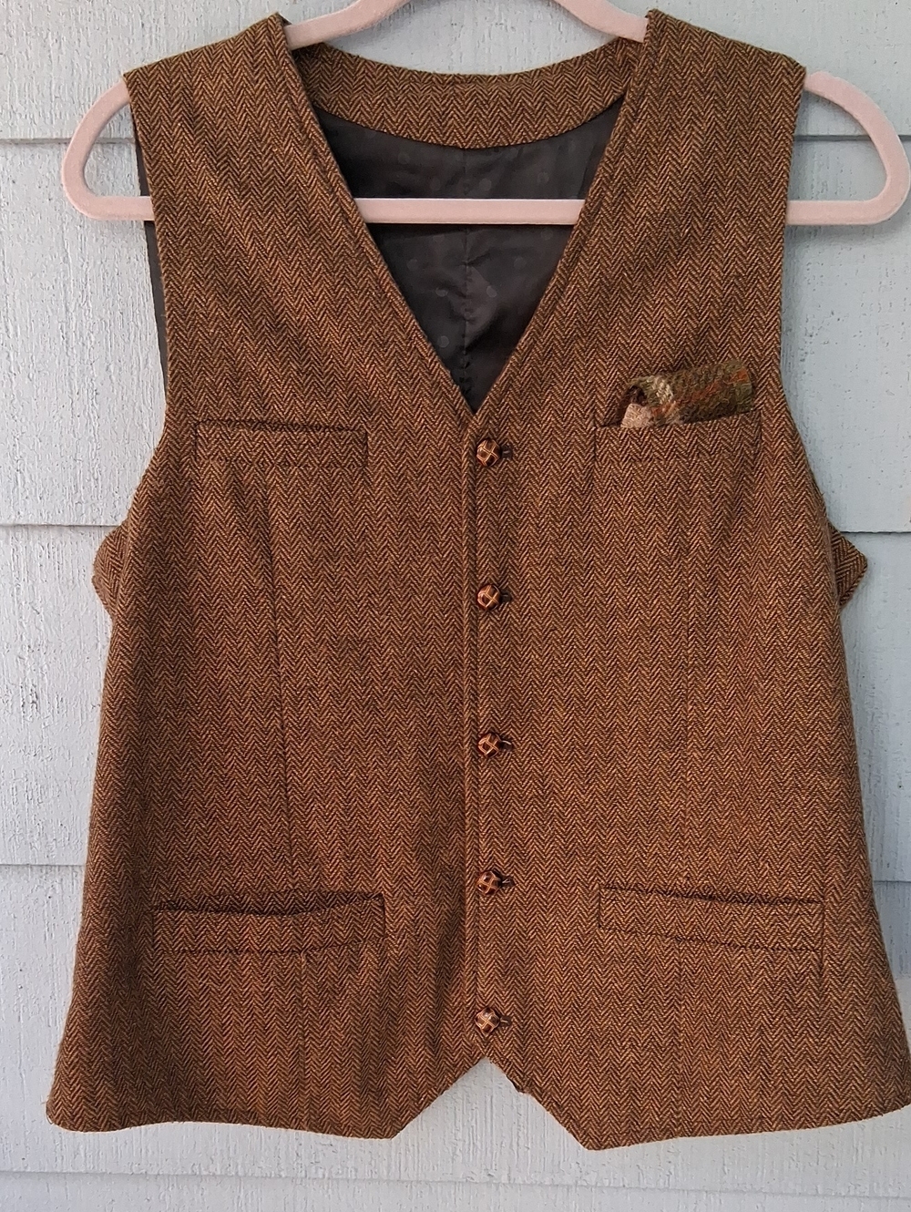 Herringbone Wool Vest in Brown